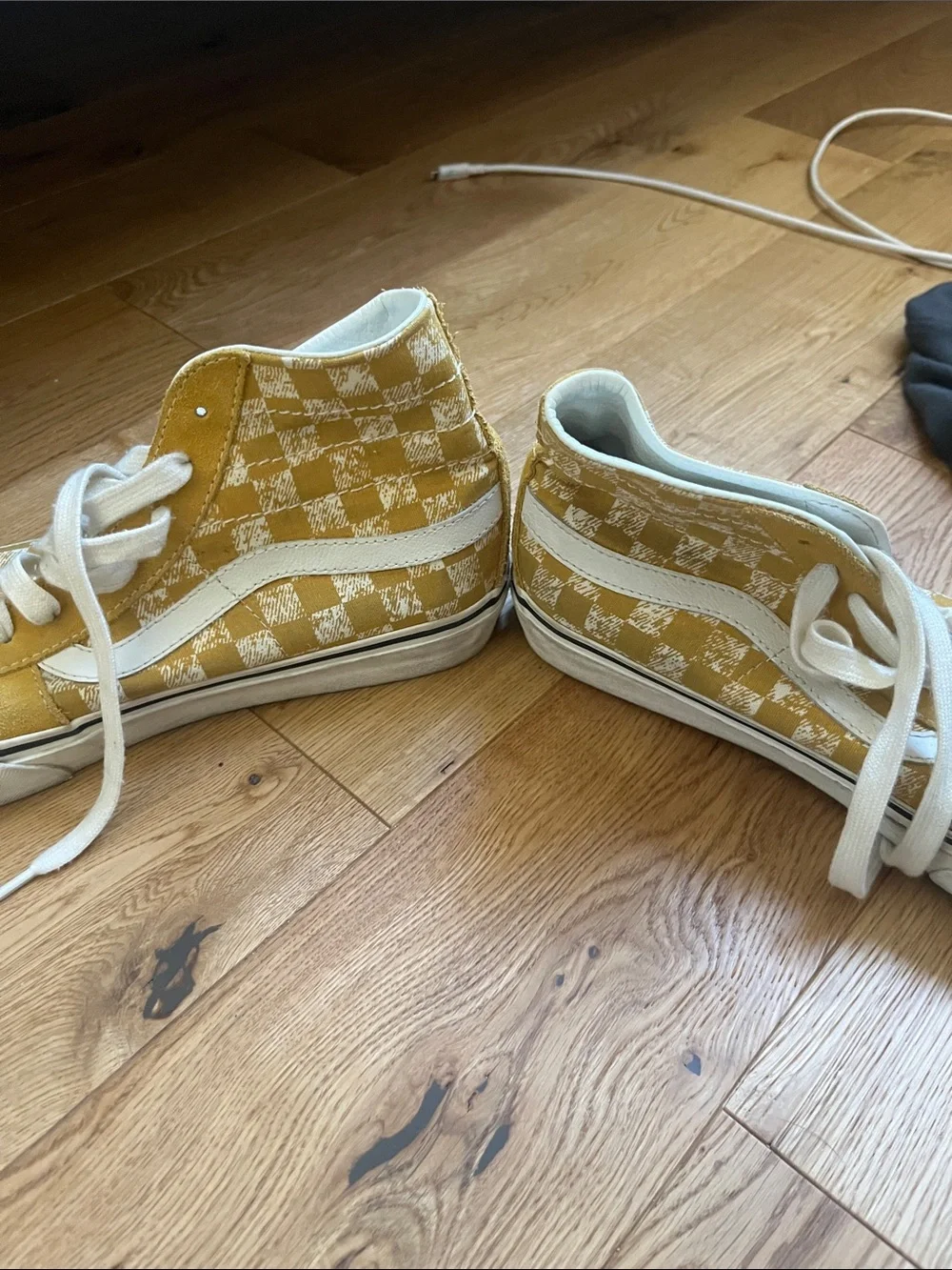 Vans Yellow Checkered High-Top Sneakers